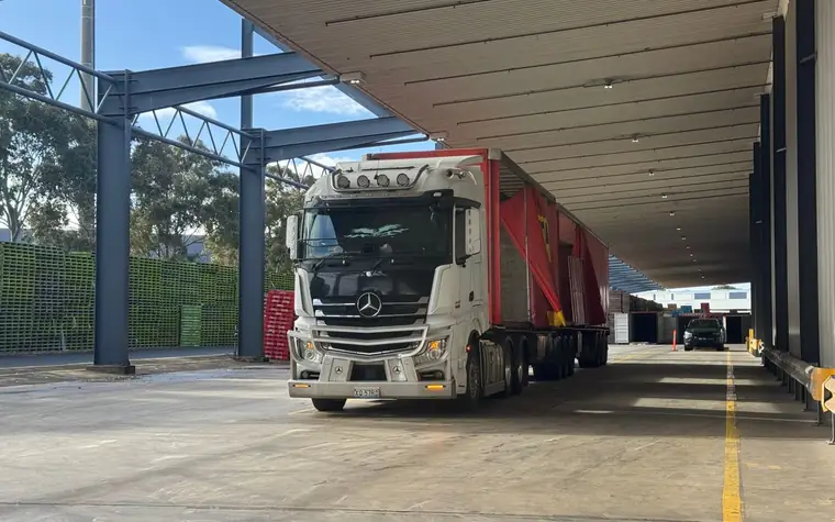 Truck loading at a warehouse dock